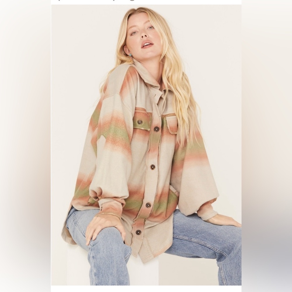 FREE PEOPLE WOMEN'S OMBRE SHERPA PRINT RUBY SHACKET